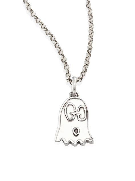 gucci ghost pendant necklace in silver.